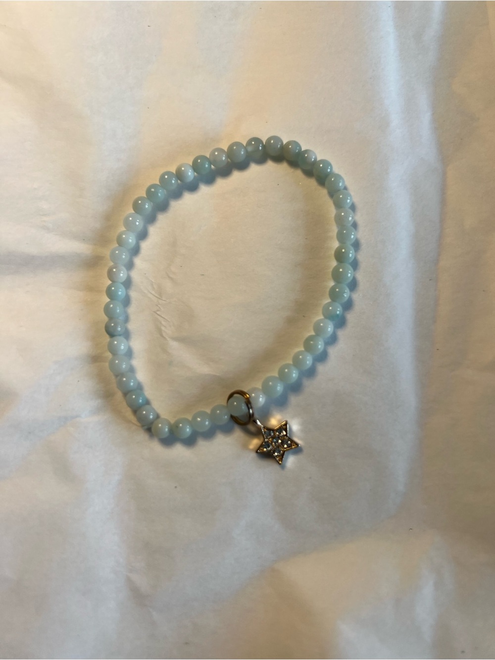 Light Blue Beaded Stretch Bracelet with Star Charm